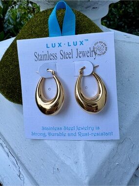 Gold Stainless Steel Hoop Earrings